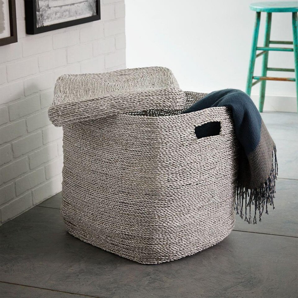 Metallic Woven Oversized Basket West Elm UK
